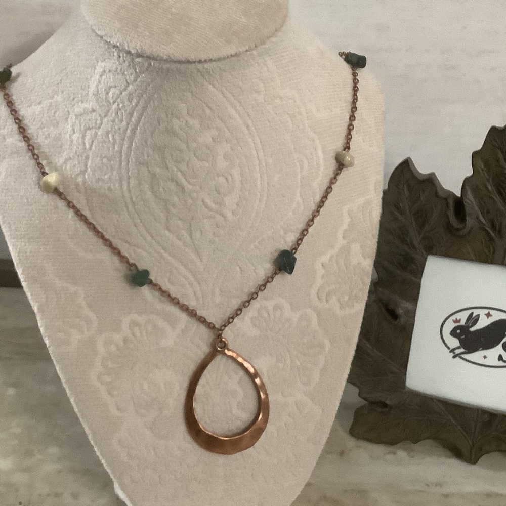 Chic Copper Teardrop Necklace with Beaded Details
